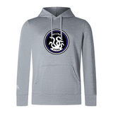 Lightweight gray hoodie by WRS Canterbury, the "Helena Youth Rugby Club Lightweight Hoodie," featuring a "Helena Hydra" logo with a stylized hydra emblem on the chest and a convenient kangaroo pocket.