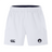 The Helena Youth Rugby Advantage Short 2.0 by EMB Canterbury boasts a sleek design with white sports fabric, embroidered logos on each leg, an elastic waistband, and side pockets. These shorts deliver performance-driven comfort while emphasizing sustainability with high-quality materials.