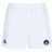 The Helena Youth Rugby Advantage Shorts by EMB Canterbury feature a white design with an elastic waistband and black circular logo on the front right. Crafted from moisture-wicking fabric, these shorts provide comfort and style both on and off the field.
