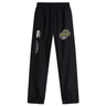 Black athletic sweatpants with elastic cuffs, featuring a "Boston RFC" logo on the right thigh and a stylized shoe print along with "EMB Canterbury Cuffed Hem Stadium Pant" text on the left leg.