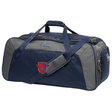 Navy blue Charlotte Cardinals Rugby Club Holdall duffle bag with multiple compartments, brand logos, and an adjustable shoulder strap by EMB Canterbury.
