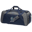 A navy blue and gray duffel bag with "SILVERBACKS" text and a roaring lion logo on the side, featuring multiple compartments and an adjustable shoulder strap. The bag is also water repellent, making it perfect for any adventure.

Product: Syracuse Silverbacks Holdall Duffle Bag by Canterbury from EMB Canterbury