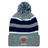 Show your support with the EMB Augusta Nations of Rugby France Hooped Pom-Pom Beanie, featuring gray and navy stripes, a pom-pom top, "France Rugby" text, and the red rooster emblem—perfect for any Les Bleus rugby fan’s hat collection.