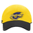The Hurricanes Super Rugby 25/26 Training Cap by Classic Sportswear features a stylized blue swirl logo, yellow fabric, and a black brim with an adjustable back strap.