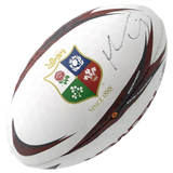 The Icons Maro Itoje Signed British & Irish Lions Rugby Ball is a white ball featuring the team logo, "Since 1888" text, and Maro Itoje’s signature—an authentic memorabilia piece for fans.