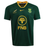 The Nike Springboks 25 Replica Home Jersey features a green design with yellow accents, team crest, FNB logo, and moisture-wicking Dri-FIT technology for comfort on and off the field.