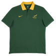 Just in: The Nike Springboks Pique Polo sports a green short-sleeve look with a yellow collar, plus iconic Nike logo, Springboks emblem, and "SPRINGBOKS" chest text.
