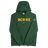 The Nike Springboks Bokke Pullover Hoodie features a green design, bold yellow "BOKKE" on the chest, a South African flag patch on the left sleeve, and classic Springboks style.