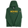 The Nike Springboks Bokke Pullover Hoodie features a green design, bold yellow "BOKKE" on the chest, a South African flag patch on the left sleeve, and classic Springboks style.