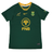The Youth Springboks 25 Replica Home Jersey by Nike features dark green with yellow accents, Springbok and Protea logos, FNB sponsor, Nike Dri-FIT tech, and a South African flag on the sleeve—perfect for young Springboks fans.