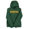 The Nike Youth Springboks Bokke Pullover Hoodie features "BOKKE" in yellow on the chest, a yellow Nike logo underneath, and a small South African flag on the left sleeve.