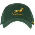 Show your support with the Springboks Heritage 86 Cap by Nike, a green cap featuring a yellow leaping springbok, "SPRINGBOKS" on the front, and the iconic yellow Nike logo on the side.