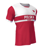 The Admiral Nations of Rugby Polska Supporters Jersey, featuring a red and white design with "Polska" and "Rugby" printed on the front, is perfect for Rugby Poland supporters.