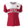 An Admiral Nations of Rugby Polska Supporters Jersey in red and white, featuring "Polska" and "Rugby" printed on the front. The design includes a horizontal white stripe and a small emblem on the upper right chest, making it a proud addition to the Nations of Rugby collection.