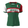 The Nations of Rugby México Supporters Jersey by Admiral features a vibrant green, red, and white design with "México" and "Rugby" boldly printed on the front, complemented by a small Mexican flag. It's the perfect way to show your pride for Mexico's rugby team.