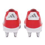 These bold red adidas Kakari SG cleats, with a silver metallic logo at the back and an eight-stud soleplate for optimal traction, embody the performance-driven spirit ideal for rugby.