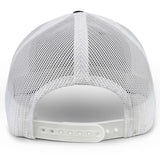 Back view of the Montgomery Yellowhammers Trucker Cap by EMB S&S Activewear, featuring breathable white mesh and an adjustable plastic snapback closure.