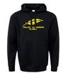 The Montgomery Yellowhammers 60/40 Fleece Hoodie by WRS Augusta features a yellow feather graphic and "YELLOW HAMMERS RUGBY" text—an athletic sweatshirt ideal for fan wear and showing team pride.
