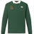 The Exiles Rugby Football Club Solid Dye Rugby Jersey by EMB Canterbury features a green long-sleeve design, white collar, embroidered club crest on the left chest, and a white Canterbury logo on the right chest.