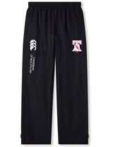 The Philly Whitemarsh Open Hem Stadium Pant by EMB Canterbury features an elastic waistband, white "Canterbury of New Zealand" logo on the left leg, red and white emblem on the right leg, and a classic men’s open hem design.