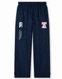 The Philly Whitemarsh Open Hem Stadium Pant by EMB Canterbury features an elastic waistband and white/red club logos on the left thigh—ideal stadium pants for rugby fans.