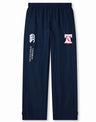 The Philly Whitemarsh Open Hem Stadium Pant by EMB Canterbury features an elastic waistband and white/red club logos on the left thigh—ideal stadium pants for rugby fans.
