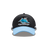 Classic Sportswear's Sharks NRL 25/26 Media Cap in black with a blue brim features an embroidered "Sharks" and stylized shark logo on the front, showcasing sporty sophistication.