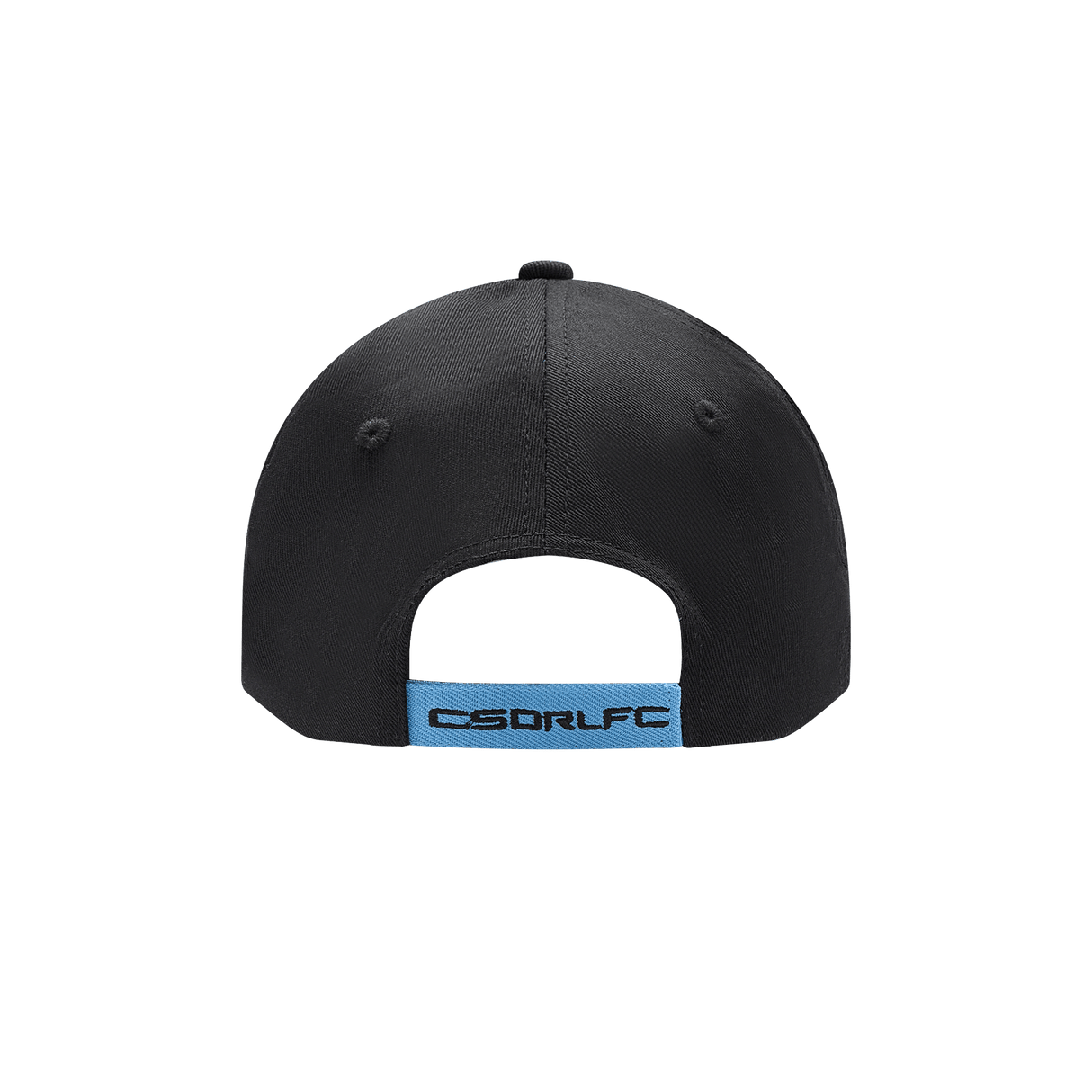 Show your support for the Cronulla-Sutherland Sharks with the stylish Sharks NRL 25/26 Media Cap by Classic Sportswear, a black baseball cap featuring "CSORLFC" text and a blue adjustable strap.