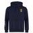 The EMB Canterbury Gotham Knights Embroidered Club Hoodie features a navy blue design, yellow and black club crest on the left chest, hood, and a white stripe on the right sleeve.