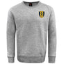 The Gotham Knights Embroidered Club Crew Sweatshirt by EMB Canterbury is a grey crew featuring a blue and yellow C**KRFC badge on the left chest, blending classic Canterbury comfort with timeless style.