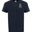 The Troy Rugby Alumni Heavyweight Comfort T-Shirt by EMB S&S Activewear is navy blue, crafted from premium USA cotton, and features a white Trojan helmet with "TURRC ALUMNI" on the left chest—ideal for proud alumni.