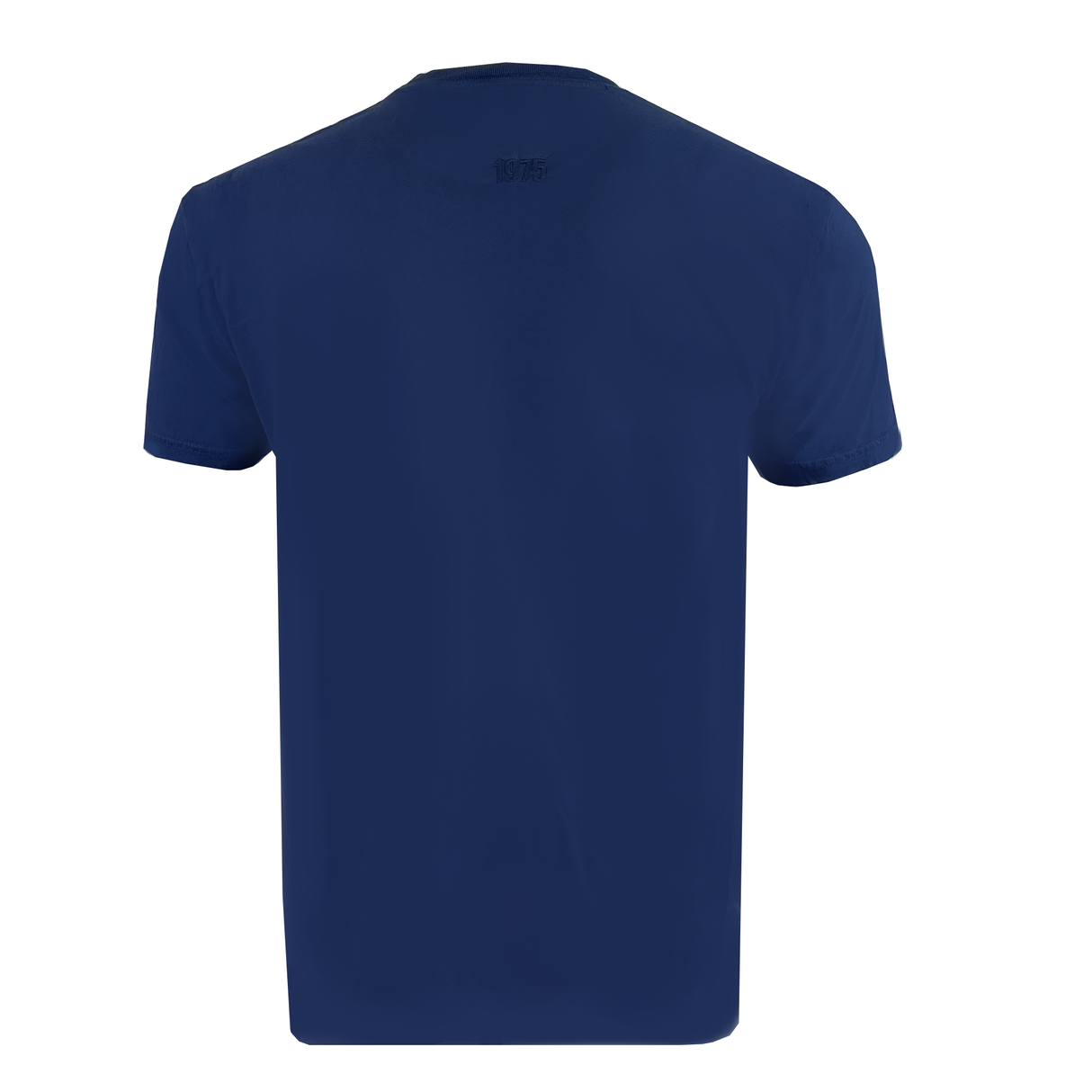 Back view of the EMB Alpha Broder USA Rugby Elevated Throwback Tonal Comfort Tee in navy, crafted from soft ring-spun USA cotton, against a white background.