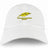 The Montgomery Yellowhammers Dad Cap by EMB S&S Activewear is a white hat featuring a yellow leaf and "YELLOWHAMMERS RUGBY" in yellow with black outline—perfect for fans and players alike.