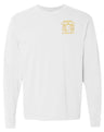 The Montgomery Yellowhammers Yellow Retro Logo Long Sleeve Comfort Tee by EMB S&S Activewear features a small yellow embroidered crest and text on the upper left chest—ideal for rugby fans who value both comfort and style.