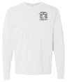 The Montgomery Yellowhammers Black Logo Long Sleeve Retro Comfort Tee by EMB S&S Activewear features a small black embroidered logo and text on the upper left chest—ideal for rugby fans who enjoy subtle style.
