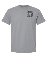 The Montgomery Yellowhammers Black Logo Retro Comfort Tee by EMB S&S Activewear features a small black embroidered logo and text on the left chest—a classic, comfortable choice for rugby fans.