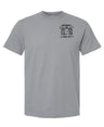 The Montgomery Yellowhammers Black Logo Retro Comfort Tee by EMB S&S Activewear features a small black embroidered logo and text on the left chest—a classic, comfortable choice for rugby fans.