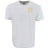 The Montgomery Yellowhammers Yellow Retro Logo Comfort Tee by EMB S&S Activewear is a plain white short-sleeve shirt made from ring-spun USA cotton, featuring a small yellow retro logo and text on the upper left chest.