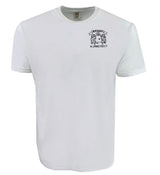 The EMB S&S Activewear Montgomery Yelllowhammers Black Logo Retro Comfort Tee features a small black embroidered logo and text on the upper left chest—ideal for rugby fans who love classic style.