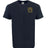 The EMB S&S Activewear Montgomery Yellowhammers Yellow Retro Logo Comfort Tee is a plain black, short-sleeve, ring-spun USA cotton shirt with a small yellow crest and text embroidered on the left chest.