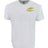 The Montgomery Yellowhammers Feather Comfort Tee by EMB S&S Activewear features a white short-sleeve design, soft ring-spun USA cotton, and a small yellow weed leaf graphic with "YELLOWWEED RACING" text.