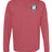 The Troy Rugby Long Sleeve Comfort Tee by EMB S&S Activewear is a red top with a black and white embroidered scales and letters logo on the upper left chest.