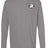 The Troy Rugby Long Sleeve Comfort Tee by EMB S&S Activewear is a gray shirt with a black and white shield emblem featuring embroidered symbols and letters on the left chest.