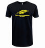 The Montgomery Yellowhammers Supersoft Tee by WRS LAT is a black unisex shirt featuring a large yellow feather above bold “YELLOWHAMMERS RUGBY”—a comfy cotton must-have for any fan’s collection.