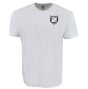 The Troy Rugby Comfort Tee by EMB S&S Activewear is crafted from soft ring-spun USA cotton and features a small black and white crest with symbols on the left chest.