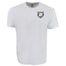 The Troy Rugby Comfort Tee by EMB S&S Activewear is crafted from soft ring-spun USA cotton and features a small black and white crest with symbols on the left chest.