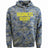 The Montgomery Yellowhammers "Hammers Rugby" camo fleece hoodie by WRS LAT features blue and green camo with yellow "HAMMERS RUGBY EST. 1984" text—a bold choice for fans.