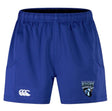 The Scottsdale Rugby Royal Advantage Short 2.0 by EMB Canterbury features an elastic waistband, side pockets, and dual logos—crafted from recycled rugby apparel for lasting performance.