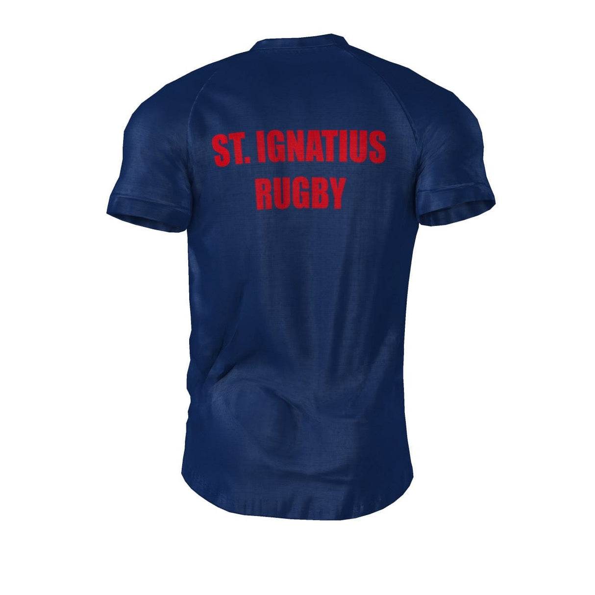Pre-order the Admiral St. Ignatius Navy Performance Tee, showcasing "St. Ignatius Rugby" in bold red on the back.