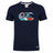 The Canterbury Uglies Logo T-Shirt by Canterbury is a women's rugby tee in navy blue with short sleeves, featuring a multicolored striped "CCC" logo on the chest and a small "CCC" label near the hem. Inspired by the iconic Canterbury rugby shirt style.